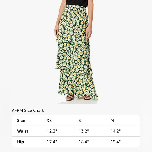 AFRM Ditsy Floral Sabine High Rise Tiered Ruffle Breezy Maxi Dress Skirt S / M - Picture 3 of 11